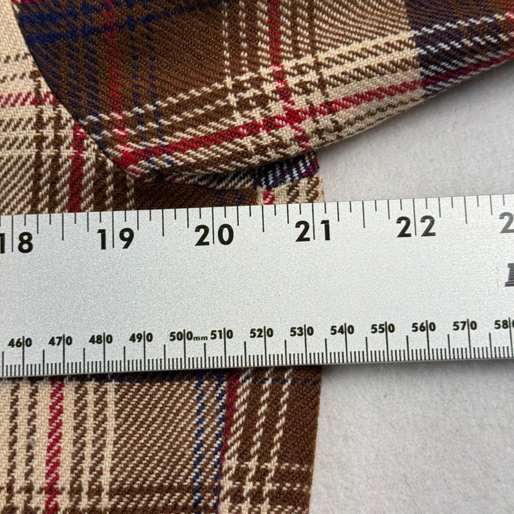 Woodland Vintage Mens Plaid Flannel Shirt Brown Blue Acrylic Size M Medium - Picture 5 of 8